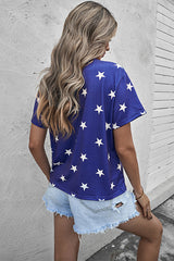 Women's Short Sleeve Vintage USA Stripes Cropped Graphic Tee
