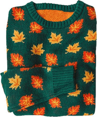 Women's Halloween Maple Leaf Design Printed Crew Neck Sweatshirt
