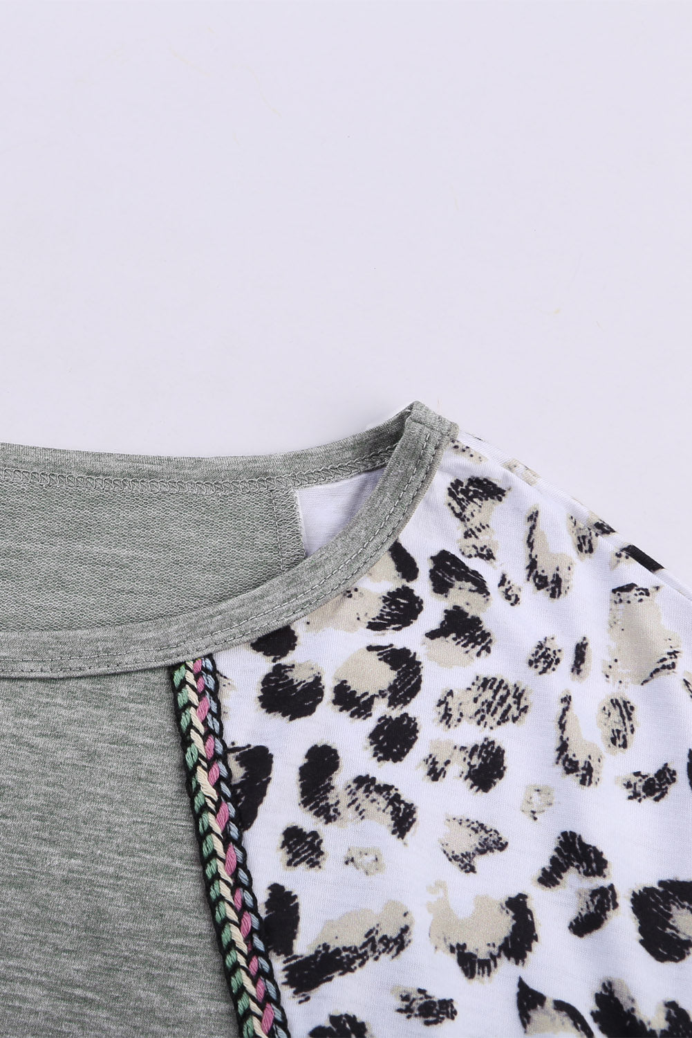 Women's Gray Leopard Snakeskin Print Long Sleeve Top