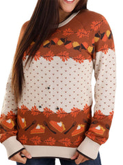 Women's Fall Acorn Print Casual Knitted Sweatshirt