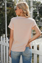 Women's Cute Short Sleeve Apricot Leopard Love Graphic Tee