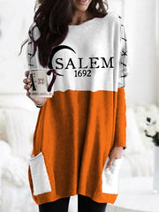 Salem 1692 Halloween Contrast Color Patch Pockets Tunic