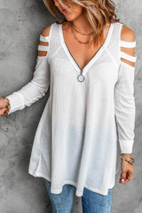 Women's Casual White Long Sleeve Top