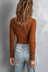 Women's Ribbed Knit Slim-fit Long Sleeve Top