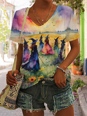 Women's Midsummer Witches Gather V-neck T-shirt