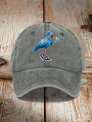 Pearl Necklace Canvas Shoes Flamingo Print Hat