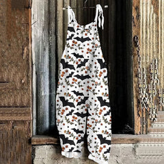 Halloween Bat Print Loose Jumpsuit