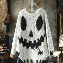 Skull Print Knitted Pullover Sweater