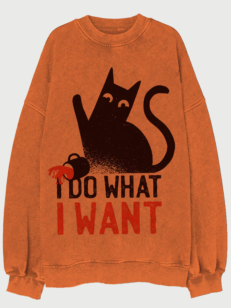 Halloween I Do What I Want Cat Washed Sweatshirt