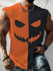 Men's Ghost Face Print Casual Tank Top