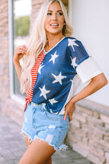 Women's Stripes Knit Short Sleeves Top
