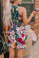 Wish Upon A Dream Floral Applique Halter Mini Dress