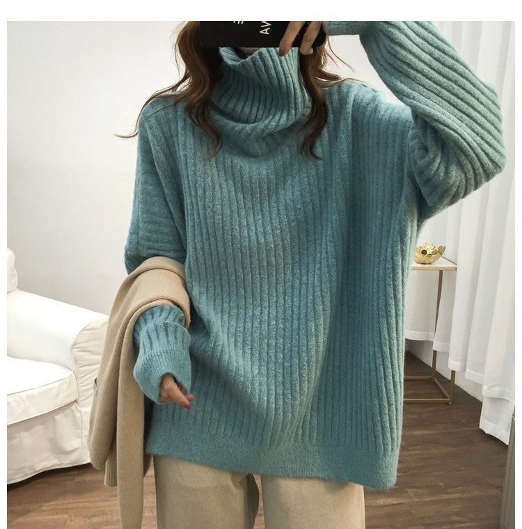 Turtleneck Lazy Pit Strip Retro Sweater