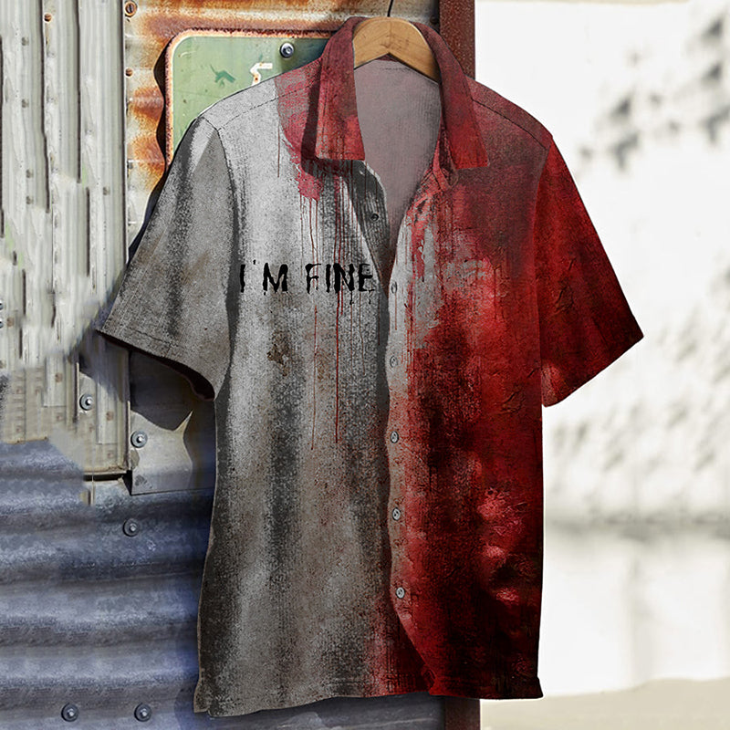 Men's Bloody I'm Fine Halloween Print Shirt