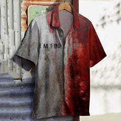 Men's Bloody I'm Fine Halloween Print Shirt