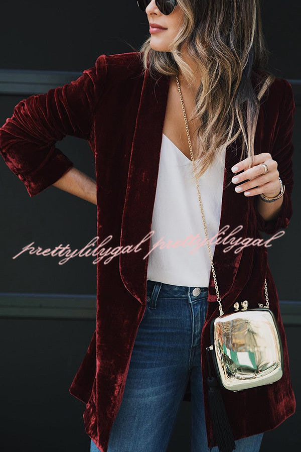 Smiling Days Velvet Lapel Long Sleeve Relaxed or Party Blazer