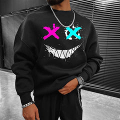 Halloween Smiley Print Casual Oversized Sweatshirt