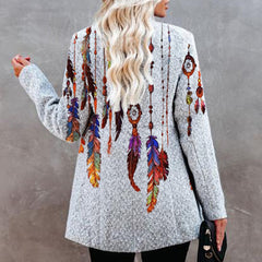 Printed Casual Mid-Length Coat