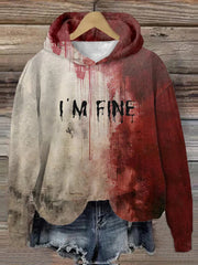 Men's Bloody I'm Fine Halloween Printed Hooded