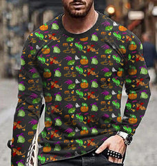 Halloween Cartoon Pattern Long Sleeve T-Shirt