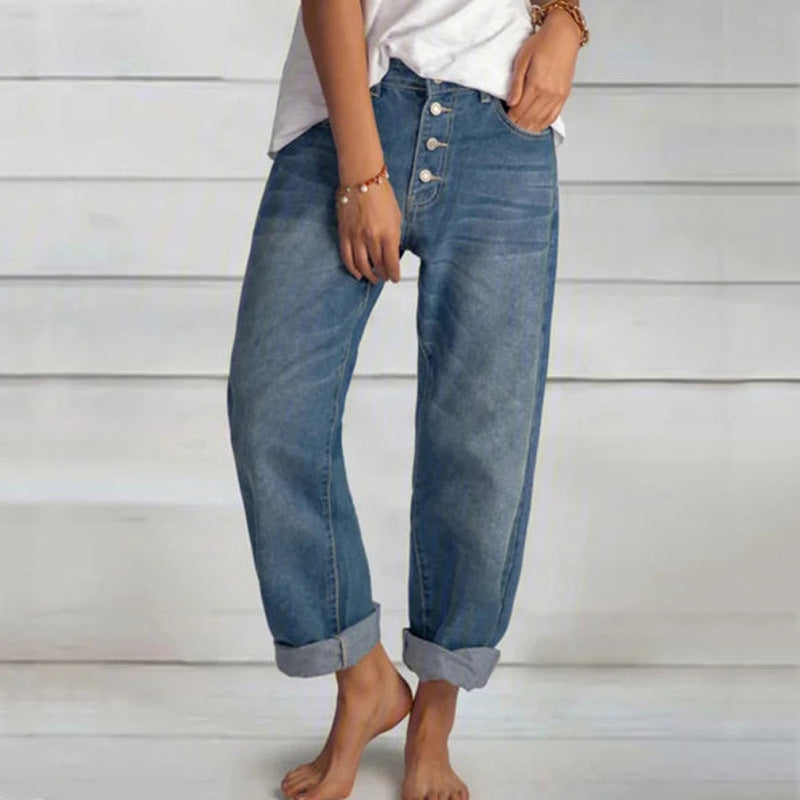 Women's New loose and casual all-match simple and slim jeans