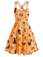 Halloween Inspired Print Sleeveless Mini Dress