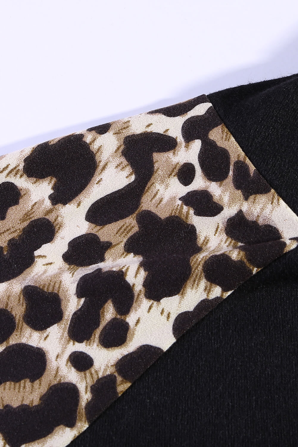 Women's Lace Up Neck Leopard Long Sleeves Top