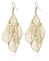 Multi Leaf Pattern Drop Earrings