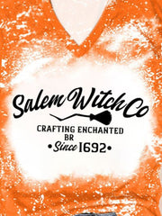 Salem Witch Co Crafting Enchanted since 1692 Printed V Neck Tie Dye T Shirt