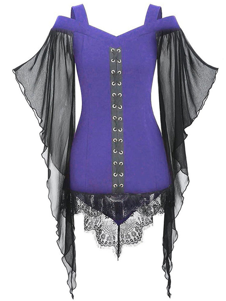 Halloween Gothic Lace Stitching Dress