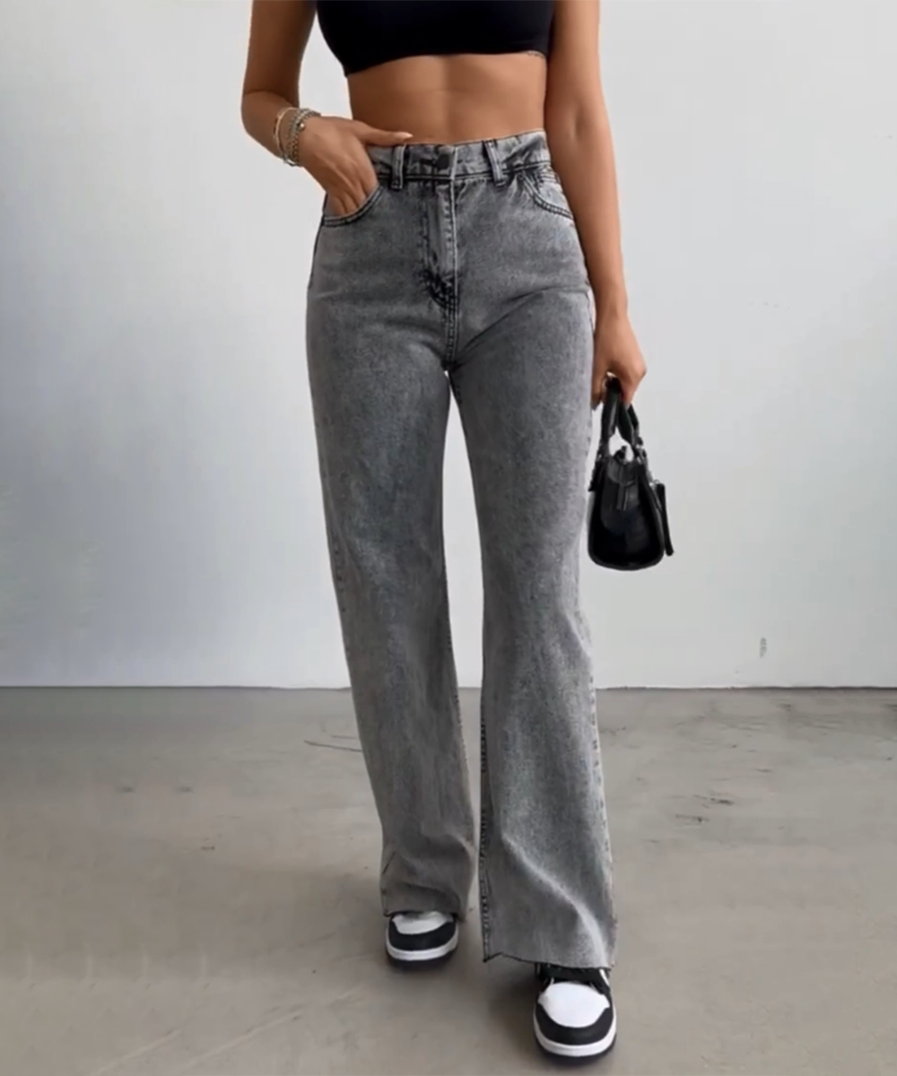 Women's Retro Fashionable Gray Jeans