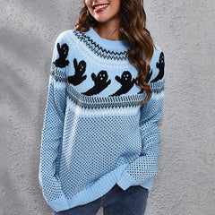 Vintage Halloween Ghost Polka Dot Sweater