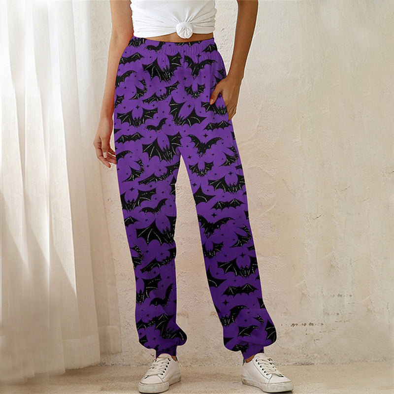 Halloween Bat Print Casual Sweatpants