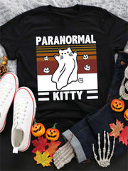 Paranormal Kitty Lovely Cat Ghost Graphic T Shirt