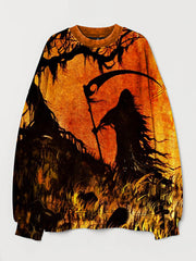 Grim Reaper on Barren Land Art Washed Sweatshirt