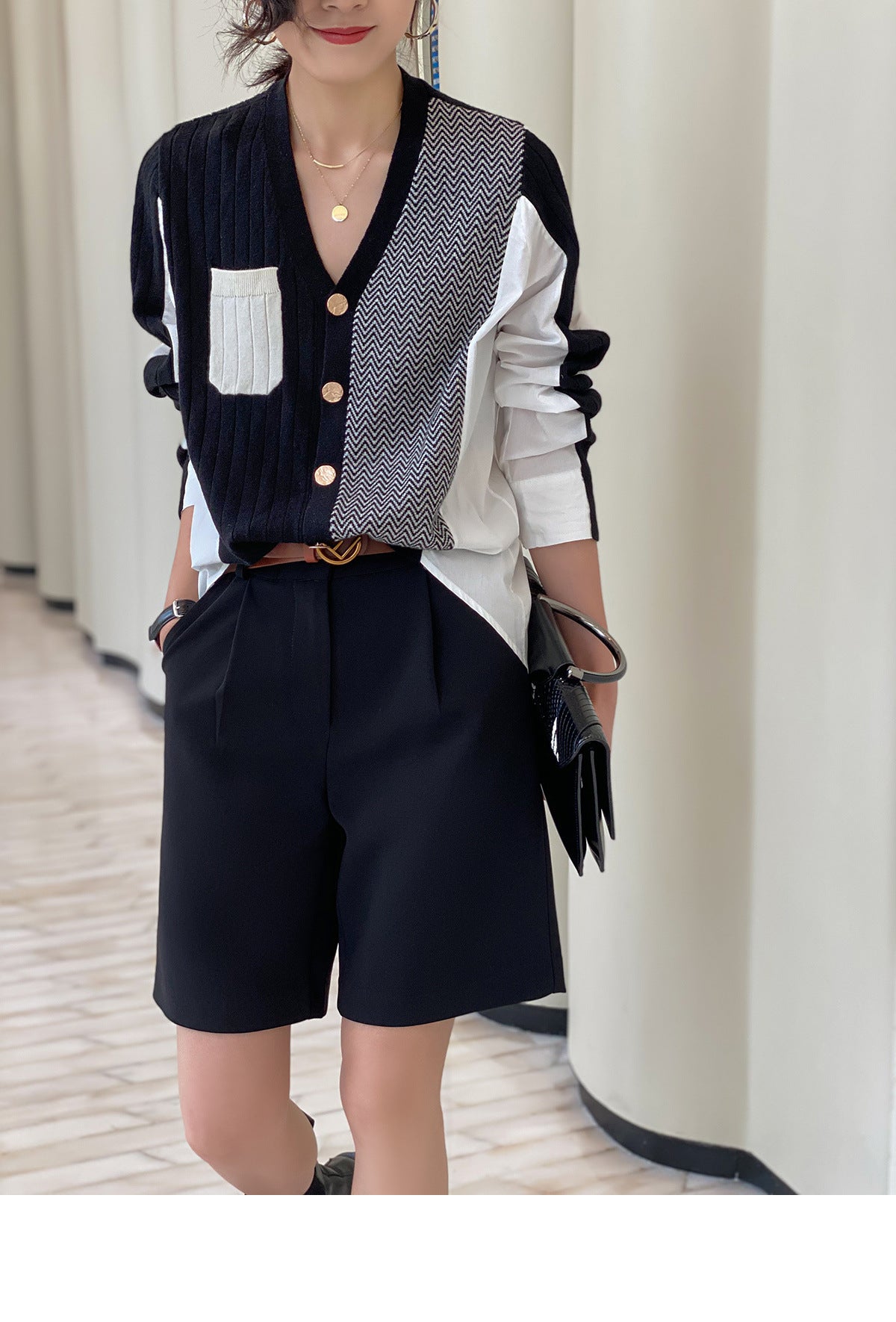 Irregular Shirt Stitching Elegant Cardigan