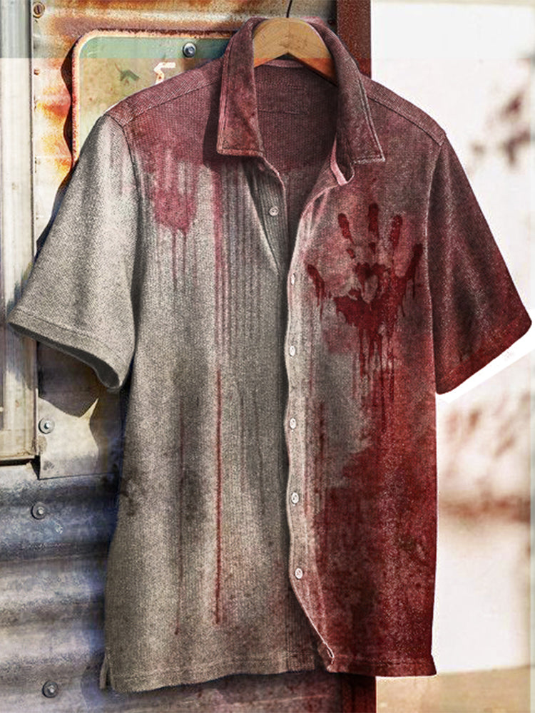 Blood Splatter Halloween You Can'T Scare Me I Have A Crazy Bestie Inspired Short Sleeve SHirt