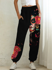 Day of the Dead Flower Skull Lounge Sweatpants
