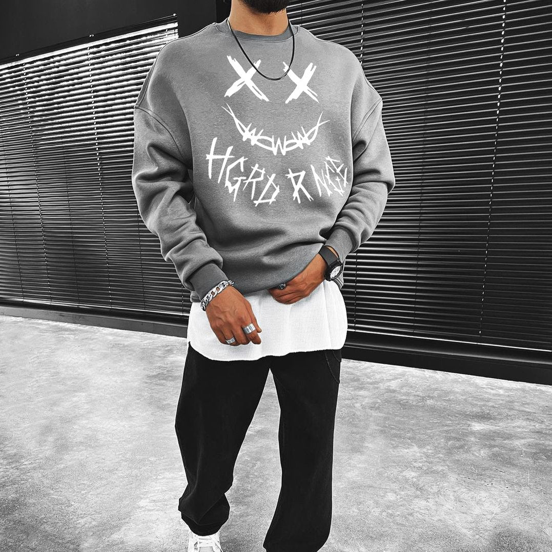 Halloween Devil Smiley Print Casual Sweatshirt