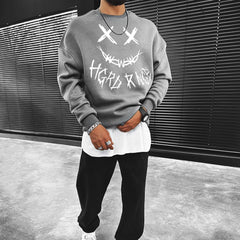 Halloween Devil Smiley Print Casual Sweatshirt