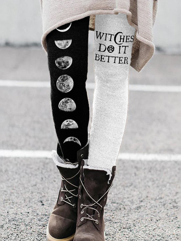 Witches Do It Better Moon Phase Contrast Leggings