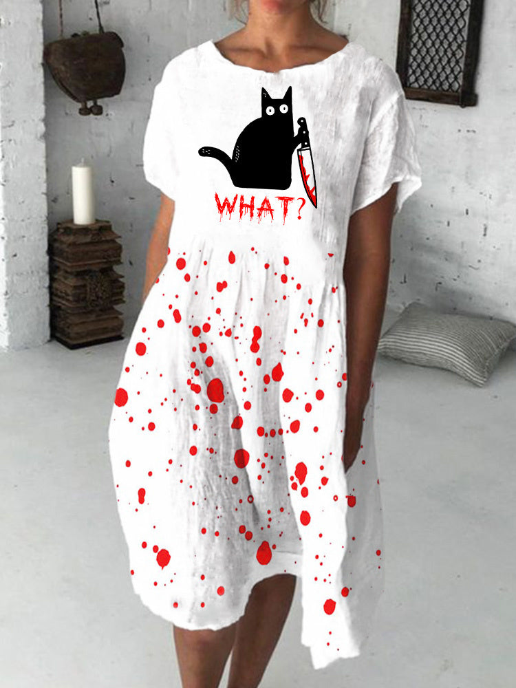 Holding Knife Black Cat What Midi Dress