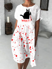 Holding Knife Black Cat What Midi Dress