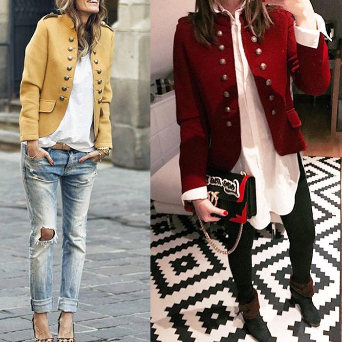 Casual Solid Color Button Jacket