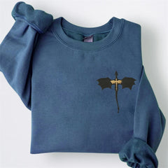 Fantasy Novel Inspired Dragons Embroidered Sweatshirt