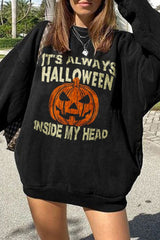 Halloween Pumpkin Print Long Sleeve Casual Sweatshirt