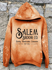 Salem Broom Co Quality Handcrafted Enchanted Est 1692 Tie Dye Print Hoodie