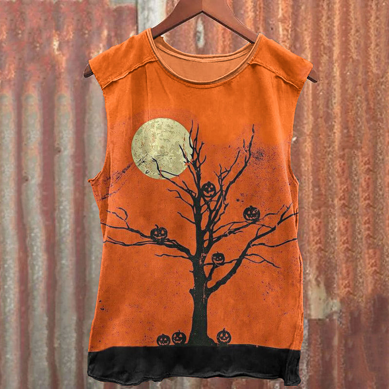 Men's Halloween Pumpkin Print Casual Tank Top