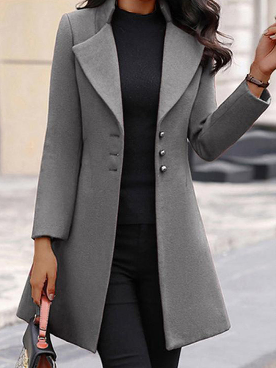 Lapel Solid Color Slim Coat