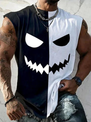 Men's Ghost Face Print Casual Tank Top